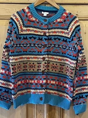 Sundance Fair Isle Wool Blend Cardigan Sweater Size Small
